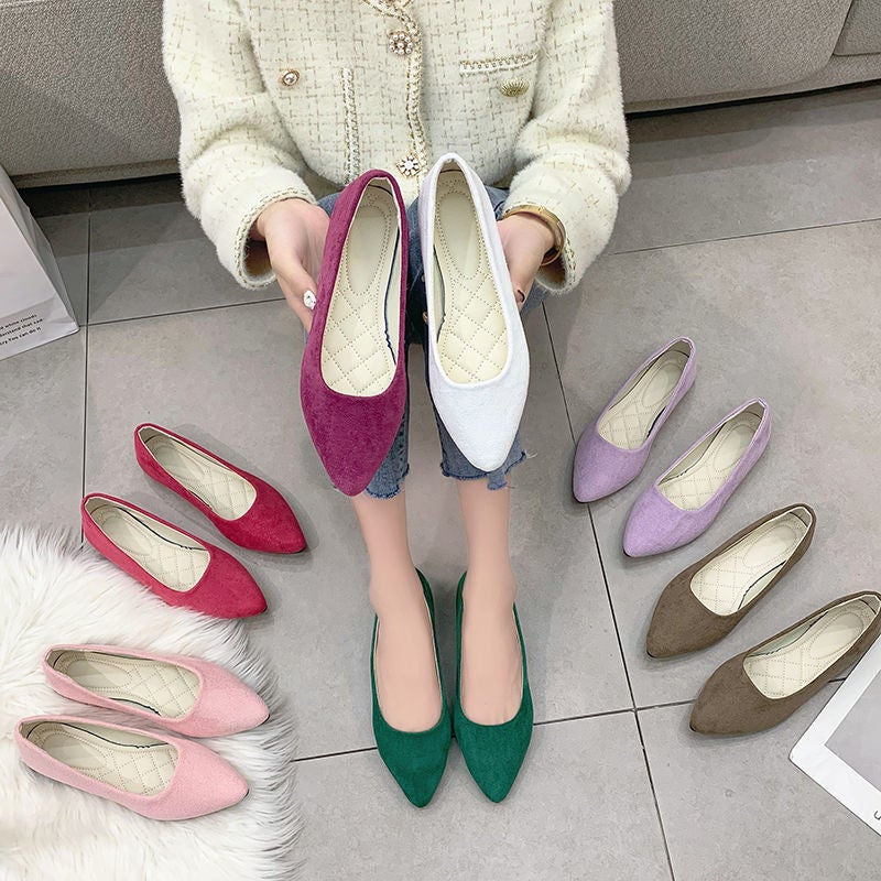 Flat Shoes For Women, Pointed Toe, Shallow Mouth, Professional Suede Fairy Shoes, Spring And Autum Flats, Versatile Work Shoes For Women, Large Size 43 - Image 3